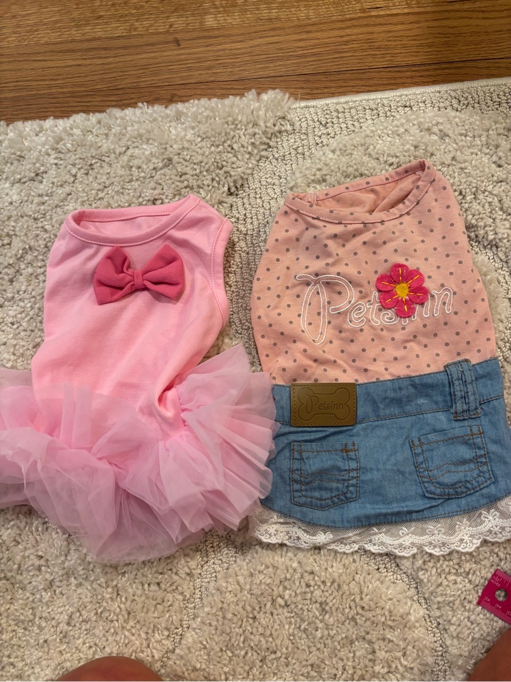 Tutu pink pullover and denim look shirt- M EUC